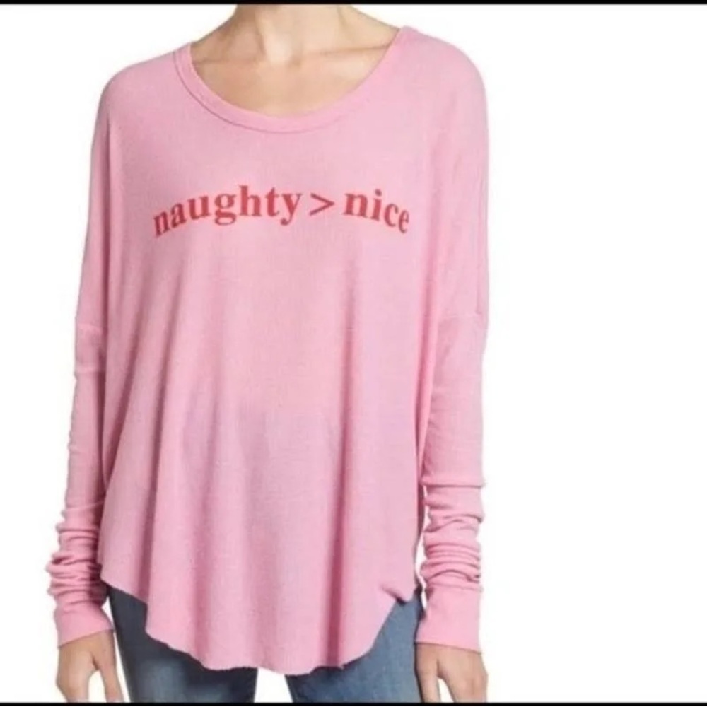 Wildfox Pink Waffle Knit Top